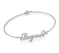 JOELLE JEWELRY Personnalisé Bracelet/Bracelet de Cheville Prénom Style en Plaqué Or 18ct White