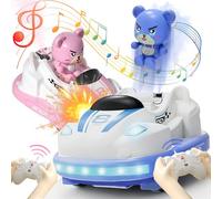 Joellfuner Auto Tamponneuse Télécommandé Multijoueur, 2 Pièce RC avec Poupée éjectable, Musique, et Pulvérisateurs, Voiture Télécommande Jouet Collision Enfant Garçon et Fille à Partir de 6 Ans