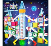 Joellfuner Blocs de Construction Magnétiques Enfants Jouet, 3D Construction Jouets Lumineux Educatif Jeux Cadeaux, Thème de l'espace Jouets Magnétiques pour Garçons et Filles de 4+ Ans (190Pcs)