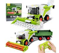 Joellfuner Moissonneuse Télécommandée, RC Tracteur Telecommandé, Moissonneuse avec Son Lumineux et Fonction de Pulvérisation, Farmer Harvester Jouets Incluant Remorque, pour Enfants de Plus de 3 Ans
