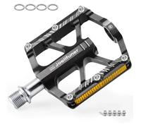 Joellfuner Pédales Vtt Antidérapantes, Aluminium Cnc, 3 Roulements Scellés, Réflecteurs, Cale Pied Vélo. Multicolore