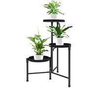 JOENCOST 3 Niveaux Support de Plante en Métal, Multiple Étagère pour plantes Étagère à Fleurs Pots, Décoratif Support Jardinière Présentoir de Fleurs pour Salon Balcon (Noir)