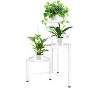 JOENCOST 3 Niveaux Support de Plante en Métal, Multiple Étagère pour plantes Étagère à Fleurs Pots, Décoratif Support Jardinière Présentoir de Fleurs pour Salon Balcon (Blanc)