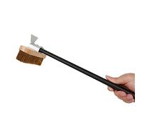 JOERBABU Brosse de four à pizza avec grattoir poils en laiton pour four à pizza, avec manche long et rotatif