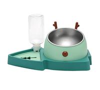 JOERBABU Distributeur automatique pour chien - Fontaine à eau inclinée - En acier inoxydable - Avec alimentation lente - Vert/bleu