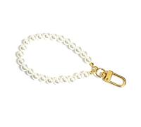 JOERBABU Fashion Imination Pearl Beads Keychain Lanyard Wrist Strap Phonecase Charm Keychain Decorations Pendant Cellphone Strap, Boucle de porte dorée, Pearl chain length about 18cm