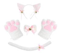 JOERBABU Serre-tête pour chat - 5 pièces - Queue de chaton - Oreilles - Collier - Pattes - Gants - Accessoire d'Halloween