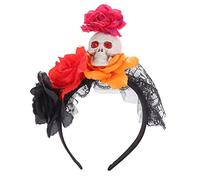 JOERBABU Serre-tête tête de mort diadème d'Halloween et fleur bandeau fleur rose bandeau cheveux