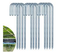 JOERRES Piquets de Rebar en acier galvanisé, ancrages au sol de crochet en J de 30,5 cm, piquets de tente d'ancrage de trampoline d'oscillation de clôture, piquets de tente incurvés en acier
