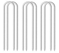Joerres Piquets de tente, piquets d’armature galvanisés, piquets d’ancrage en U de 30.5 cm, trampoline, piquets de tente incurvés en acier inoxydable avec extrémité biseautée. (6)