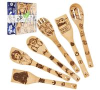 JOESTAR Lot de 6 cuillères en bois naturel pour femme et homme - Ustensiles de cuisine en bois naturel pour cadeaux d'anniversaire et de Noël (Star)