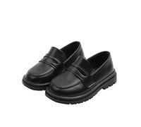 JOEupin Mocassins en cuir pour enfants - Décontractés - Confortables - À enfiler - Noir - Noir , 20 EU