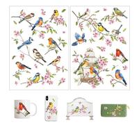 Joeyan 2 Pièces Grand Transfert pour Meuble,Autocollant Transfert Oiseaux et Fleurs,Esthétiques Déco Maison et Travaux Manuels à Restaurer,Utilisé sur Bois,Verre,Métal,Porcelaine,Cadeau DIY,40x28 cm