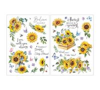 Joeyan 2 Pièces Grand Transfert pour Meuble Fleurs, Autocollant Transfert Tournesol & Papillon, DIY Decalcomanie Décoratifs Maison et Travaux Manuels, Sticker sur Bois,Verre,Métal,Porcelaine,40x28 cm