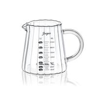 Joeyan 210ml Verre Doseur en Verre Borosilicaté,Multifonction Petit Pichet Gradué avec Bec Verseur V et Poignée,Pot à Lait,2 Mesures (ml/oz) Pour Café Espresso,Cocktails,Matcha et Cuisine, Transparent