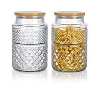Joeyan 2L Bocal à Biscuits en Verre-Boîte à Biscuits Scellée avec Couvercle-Lot de 2 Pots de Conservation pour Aliments, Céréales, Pâtes