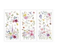 Joeyan 3 Feuilles Autocollants Transfert à Frotter, Fleurs Sauvages, Oiseau & Papillon Stickers, Décalcomanies Décoration pour Meubles Verre,Bois,Métal,Porcelaine,DIY Loisirs Créatifs Cadeau,15x30 cm