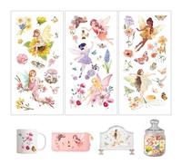 Joeyan 3 PCS Autocollants Transfert à Frotter,Stickers avec Elfes et Fleurs | Décalcomanies pour Meubles et Loisirs Créatifs, Filles Petit Cadeau DIY pour Domicile Verre,Bois,Métal,Porcelaine,15x30cm