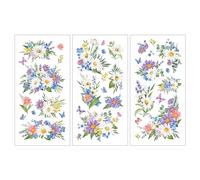 Joeyan 3 Pcs Autocollants Transfert Fleurs à Frotter, Marguerite Papillon | Décalcomanies Décoration pour Meubles et DIY Loisirs Créatifs Cadeau, Stickers pour Verre,Bois,Métal,Porcelaine, 15x30 cm