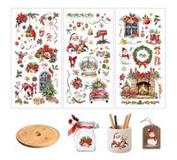 Joeyan 3 Pcs Noël Autocollants Transfert, Symbole de Noel Rub On Stickers | DIY Décoratifs Design pour Meubles,Artisanat,Cadeaux,Fêtes, Film pour Bois,Verre,Métal,Porcelaine et Plastique, 29x14 cm