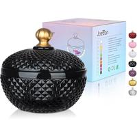 Joeyan 350ml Petits Bonbonniere en Verre avec Couvercle,Pot à Bonbons Noir | Bocal Gaufré pour noix, chocolats, cookies, Décoratif Plats pour mariages, buffets de fête, Décoration d'intérieur