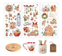 Joeyan 3Pcs Gingerbread Man Autocollants Transfert adhésif, Rub On Stickers | DIY Noël Décoratifs pour Meubles,Artisanat,Cadeaux,Fêtes,Film pour Bois,Verre,Métal,Porcelaine et Plastique, 29x14 cm