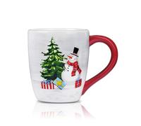 Joeyan 400ml Mug Noel avec Anse, Tasse en Céramique pour Café,Cappuccino,Chocolat Chaudes, Christmas Mug Hiver avec Festifs de Bonhomme de Neige et d'arbre de Noël, Cadeau pour Amis,Femme,Homme