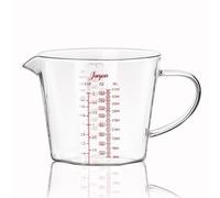 Joeyan 510ml Verre Doseur en Verre Borosilicaté,Pichet Gradué avec Bec Verseur V et Poignée,Measuring Cup,3 Mesures (ml/oz/Cup) Pour Café Espresso,Cocktails,Matcha et Cuisine,Bol mélangeur,Transparent