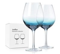 Joeyan 630ml Verres à Vin Bleu Craquelé - Lot de 2 Verre à Vin Cristal Soufflé à la Main - Verres à Pied pour la Maison, la fête, Le Restaurant - Idée Cadeau pour Homme, Femme
