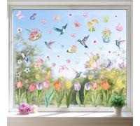 Joeyan 8 Feuilles 83Pcs Autocollant Fenêtre Printemps Sticker Oiseaux Fleur