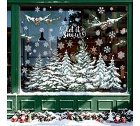 Joeyan 9 Feuilles Stickers Vitre Noël Electrostatique,Déco Hiver Arbre Vert