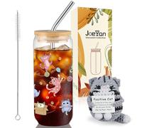 Joeyan Cadeau pour Adolescent, 600ml Chat Drôle Verre Matcha Latte avec Couvercle/Paille & Peluche Chat Crochet Message Positif, Cadeau Inspirant pour Amoureux des Chats,Filles et Garçons 9-16 Ans