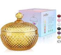 Joeyan Petits pots à bonbons en verre Ambre avec couvercle, plats à bonbons en verre gaufré pour les noix, chocolats, cookies, pot décoratif pour mariages, buffets de fête, décoration d'intérieur