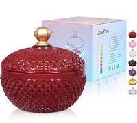 Joeyan Petits pots à bonbons en verre rouge avec couvercle, plats à bonbons en verre gaufré pour les noix, chocolats, cookies, pot décoratif pour mariages, buffets de fête, décoration d'intérieur