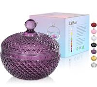 Joeyan Petits pots à bonbons en verre Violet foncé avec couvercle, plats à bonbons en verre gaufré pour noix,chocolats,cookies,pot décoratif pour mariages,buffets de fête,décoration d'intérieur
