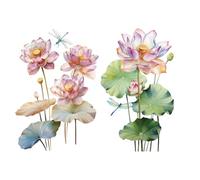 Joeyan Rub On Sticker Fleurs, 2 Pièces Grand Autocollant pour Meubles 42x30cm, Autocollant de Transfert pour Bricolage & Décoration DIY sur Bois, Verre, Métal, Toile, Porcelaine,Plastique, Beau Lotus