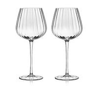 Joeyan Soufflé à la Main Verre a Vin en Cristal,Verres à Vin Blanc de Dégustation Nervuré,Grand Verres à Vin Rouge à Pied Transparent,pour Mariage et Fête,560 ML,Lot de 2