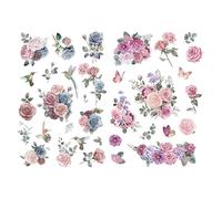 Joeyan Stickers pour Meubles, Transfert de Fleurs Aquarelles pour l'artisanat, Grand 43x30cm, 2 pièces, Utilisé sur Bois, Verre, Métal, Toile, Porcelaine, Papier et Plastique, Roses élégante