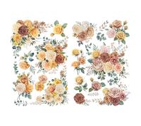 Joeyan Stickers pour Meubles, Transfert de Fleurs Aquarelles pour l'artisanat, Grand 43x30cm, 2 pièces, Utilisé sur Bois,Verre, Métal, Toile, Porcelaine, Papier et Plastique, Roses Champagne Chaleur