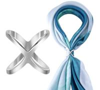 Joez Wonderful Anneau d'écharpe, clip d'écharpe pour femme, grand fermoir en soie en forme de X pour écharpe, châle, boucles de support pour décoration de vêtements (argenté)
