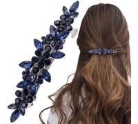 Joez Wonderful Barrette à cheveux en strass étincelants pour mariage, bal, fiançailles, concours de beauté, première communion, accessoires décoratifs pour femmes, cheveux longs et épais (bleu, 1