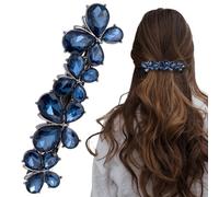 Joez Wonderful Barrette à cheveux en strass étincelants pour mariage, bal, fiançailles, concours de beauté, première communion, accessoires décoratifs pour femme, mariée, cheveux longs et épais (bleu