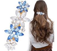 Joez Wonderful Barrette à cheveux en strass étincelants pour mariage, bal, fiançailles, concours de beauté, première communion, accessoires décoratifs pour femme, mariée, cheveux longs et épais (fleur