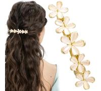 Joez Wonderful Barrettes à cheveux en forme de fleur opale dorée scintillante - Accessoires de cheveux décoratifs pour femme, mariage, bal, anniversaire, Saint-Valentin, fiançailles (6,7 cm)