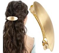 Joez Wonderful Barrettes à cheveux françaises ovales dorées de 7,6 cm, grande barrette en métal pour femme, accessoires de cheveux vintage formels pour mariage, bal, cheveux longs, épais (doré)