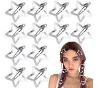 Joez Wonderful Lot de 12 pinces à cheveux en métal en forme d'étoile mignonne, accessoires de cheveux antidérapants pour femme (argent, 4 cm)