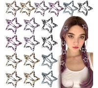 Joez Wonderful Lot de 18 pinces à cheveux en forme d'étoile - 3 cm - Pinces à cheveux en métal - Jolies barrettes à cheveux antidérapantes pour femme (6 styles)