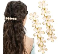 Joez Wonderful Lot de 2 barrettes à cheveux en forme de fleur opale dorée scintillante - Accessoires de cheveux décoratifs pour femme, mariage, bal, anniversaire, Saint-Valentin, fiançailles (6,7 cm)