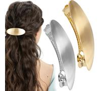 Joez Wonderful Lot de 2 barrettes à cheveux françaises ovales dorées de 7,6 cm, grande barrette en métal pour femme, accessoires de cheveux vintage formels pour mariage, bal, cheveux longs, épais