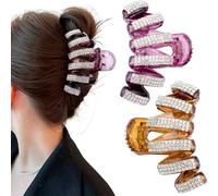 Joez Wonderful Lot de 2 grandes pinces à cheveux en strass pour cheveux épais, accessoires de cheveux tendance pour femme (café + rouge vin)
